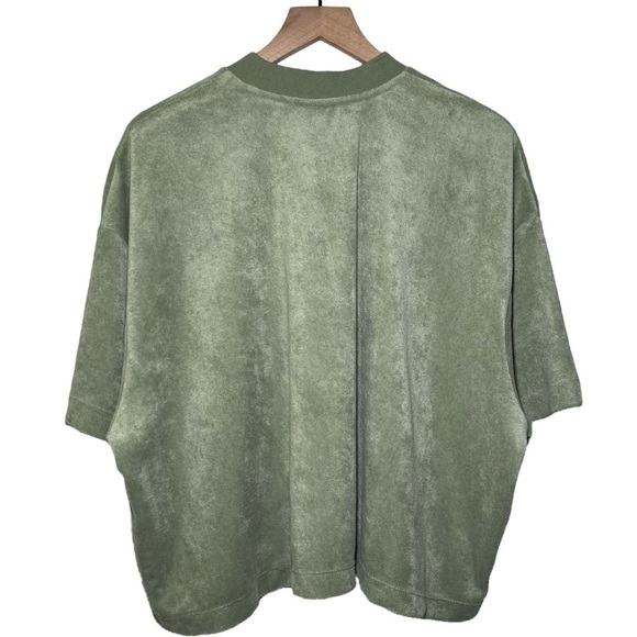 Nike Mock Neck Short Sleeve Terry Top in Oil Green - Picture 4 of 8